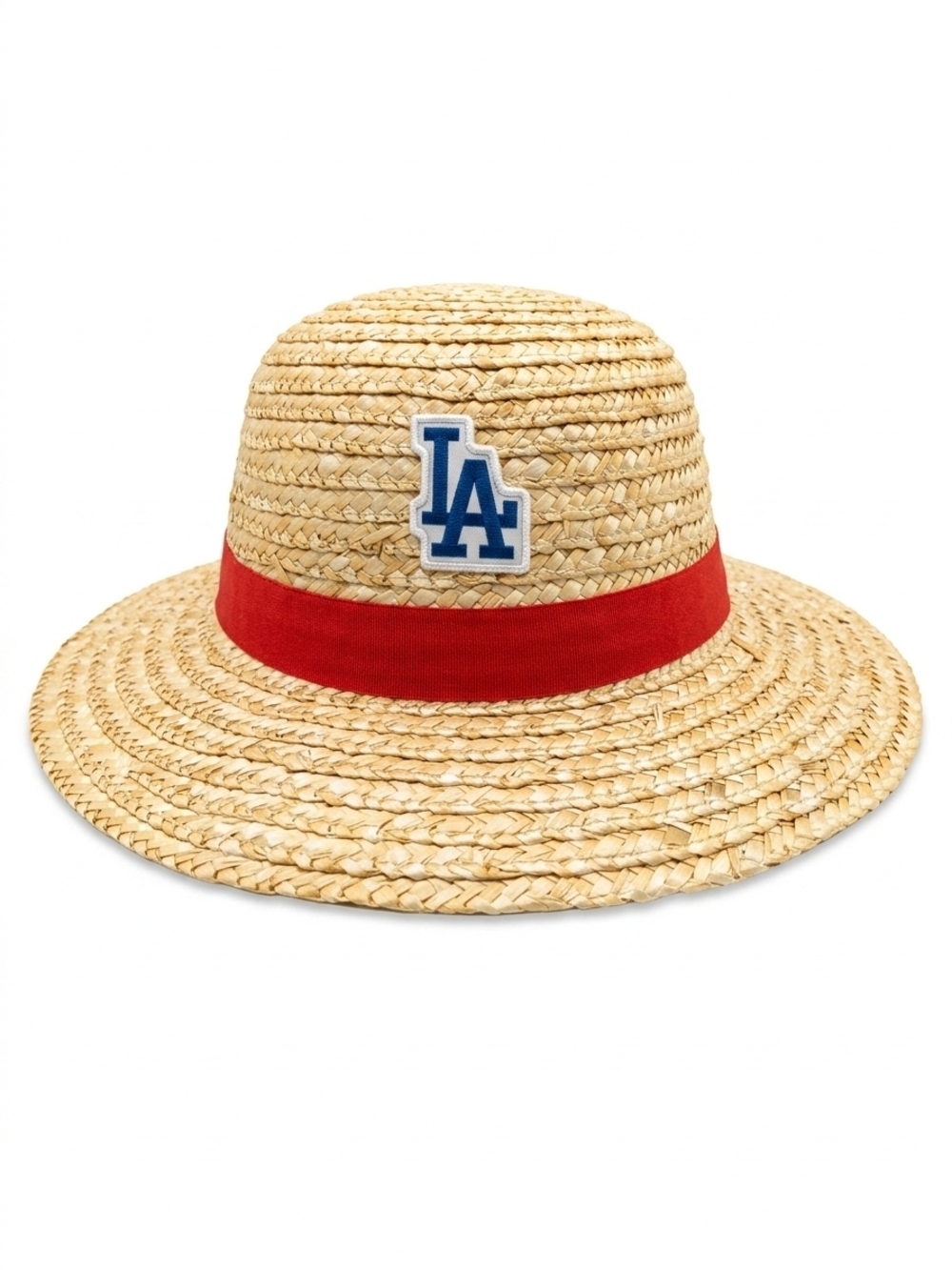 Los Angeles Dodgers One Piece Straw Sun Hat with Red Band